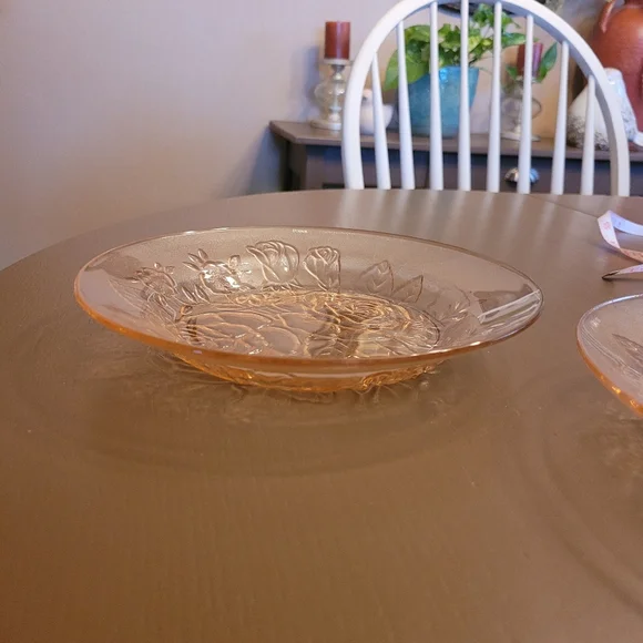Firna Pink Floral Glass Bowls (2) - Picture 2 of 4